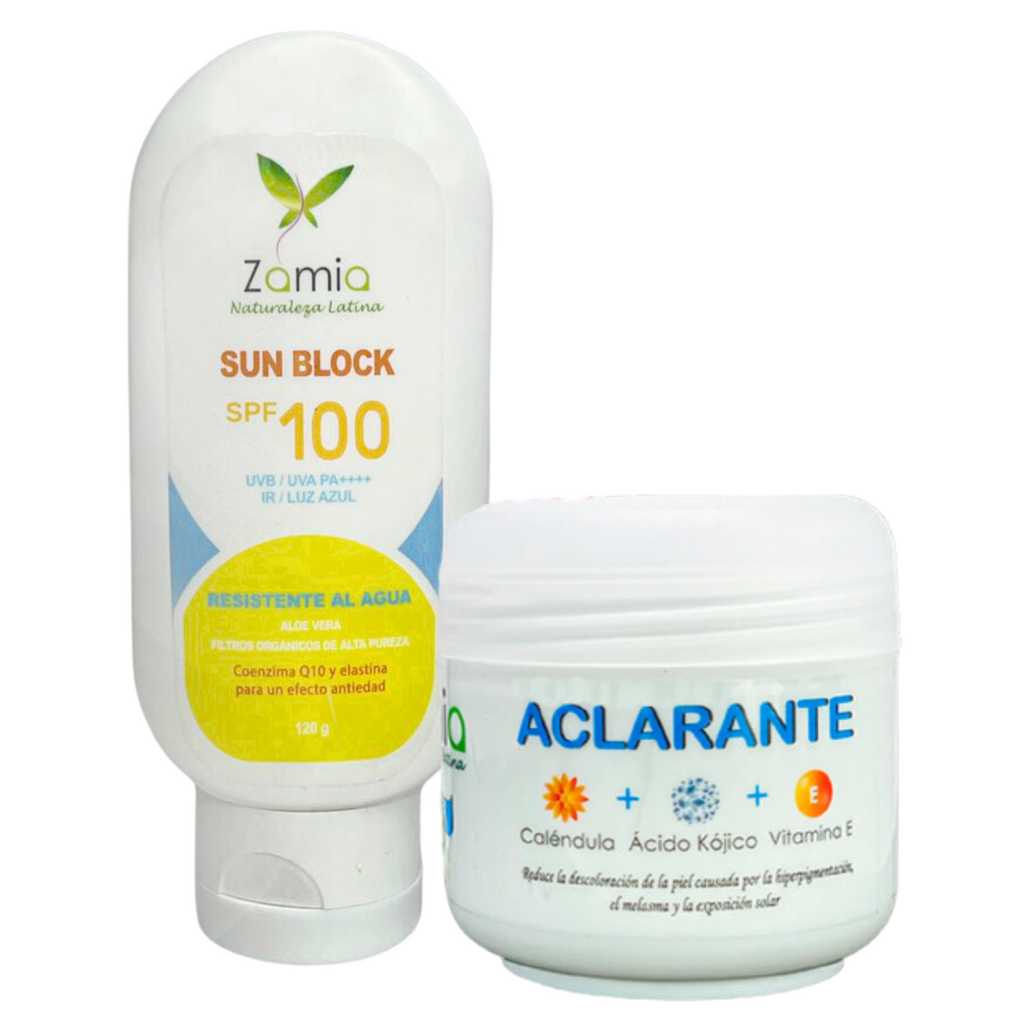 Protector solar + Aclarante Zamia