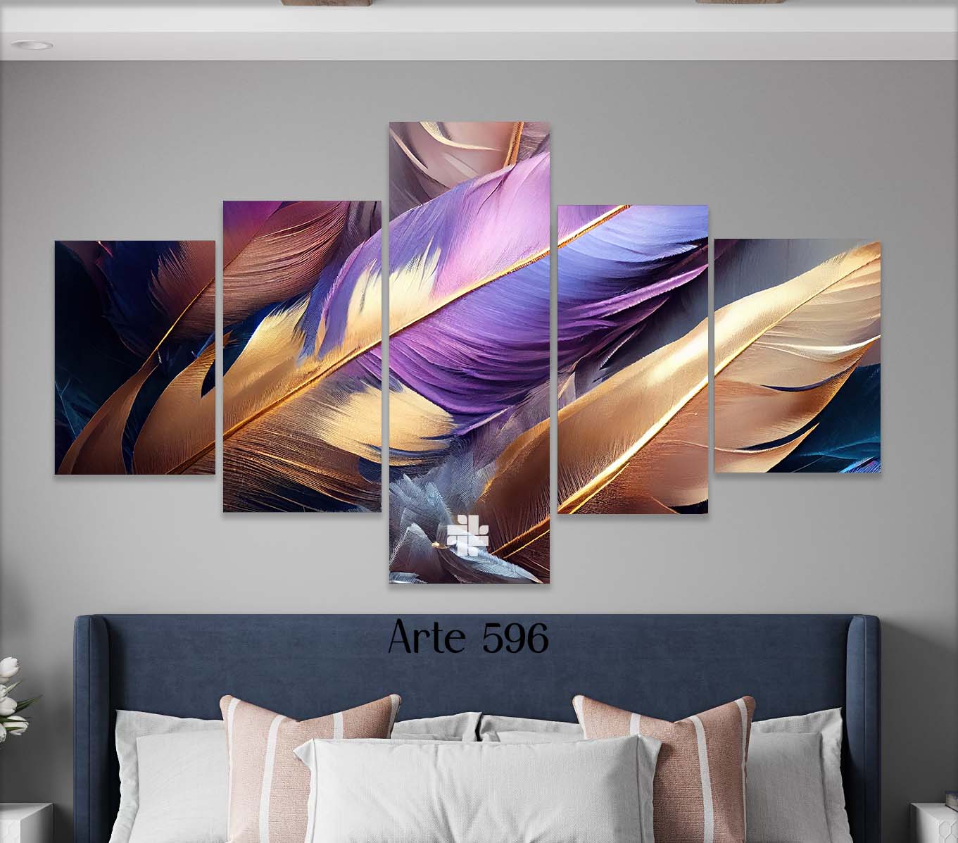 Cuadro 5 Piezas Plumas 120x70 Ref.596 (ENVIO GRATIS)