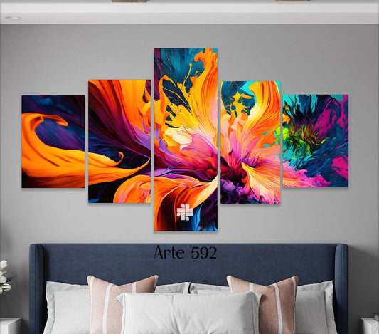 Cuadro 5 Piezas Explosión de color 120x70 Ref.592 (ENVIO GRATIS)
