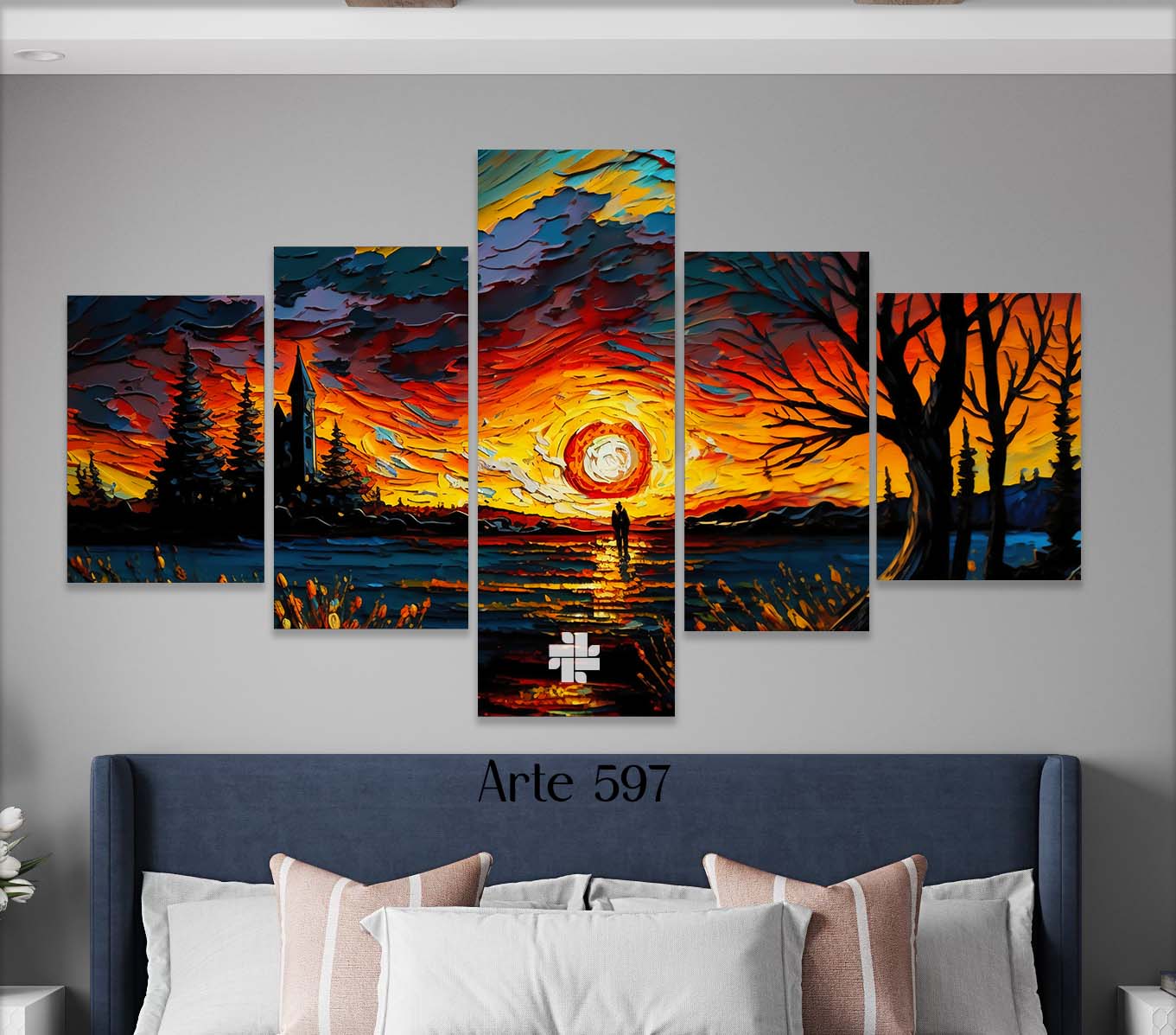 Cuadro 5 Piezas Atardecer 120x70 Ref.597 (ENVIO GRATIS)