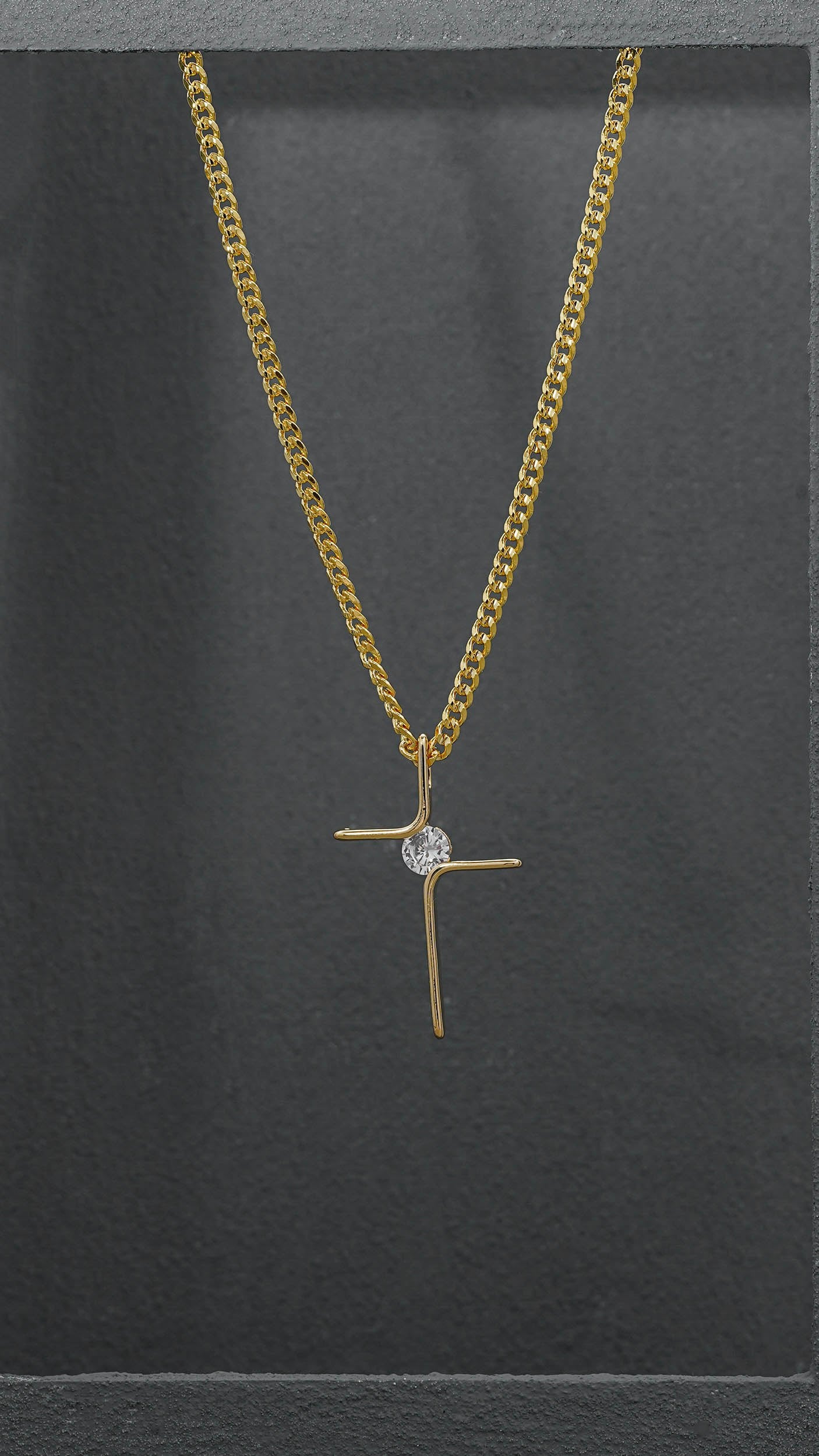Cadena Cubana Eslabon + Dije cruz cristal (ENVIO GRATIS)